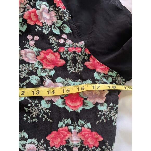 Kendall & Kylie Bomber Jacket Womens S Black Pink Floral Zip Crop Skater Hipster - Picture 13 of 14